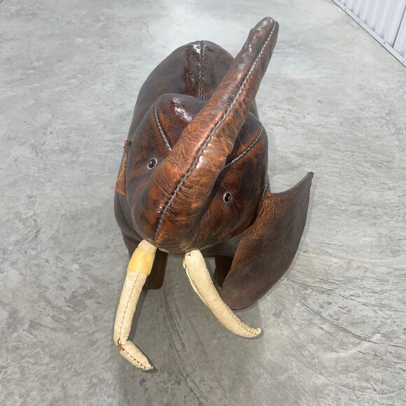 Vintage DIMITRI OMERSA Leather Elephant Abercrombie Fitch Footstool Ottoman RARE - Picture 4 of 16